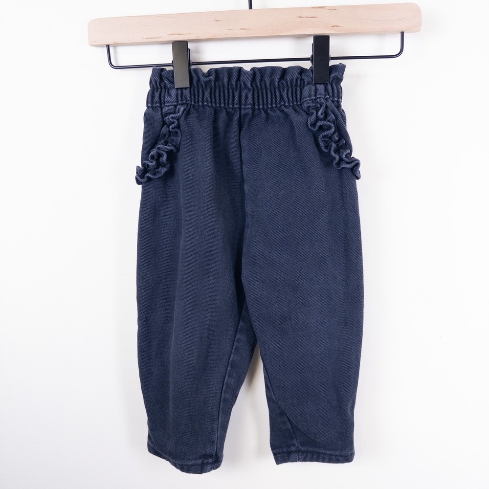 Vintage Playette Denim Pants Black Ruffle Paperbag Waist 90s Toddler 18 Months‎
